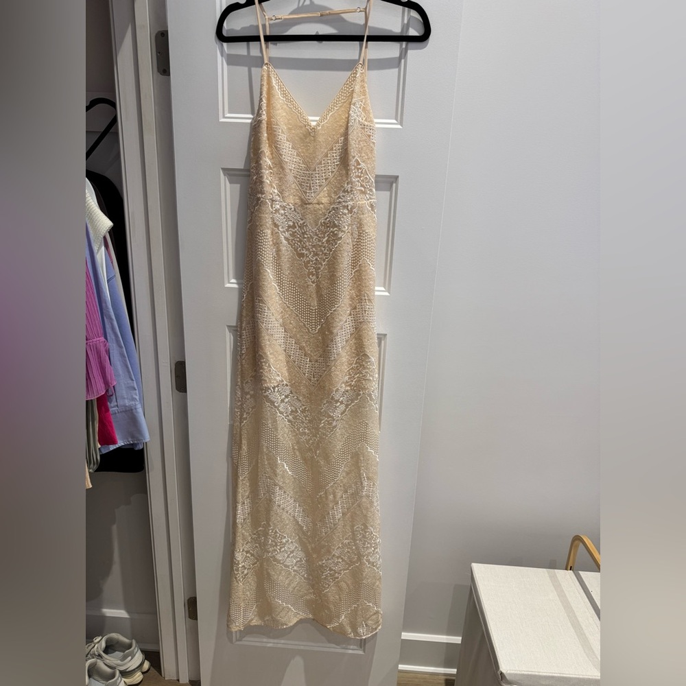 Marciano Beige Lace Maxi Dress
